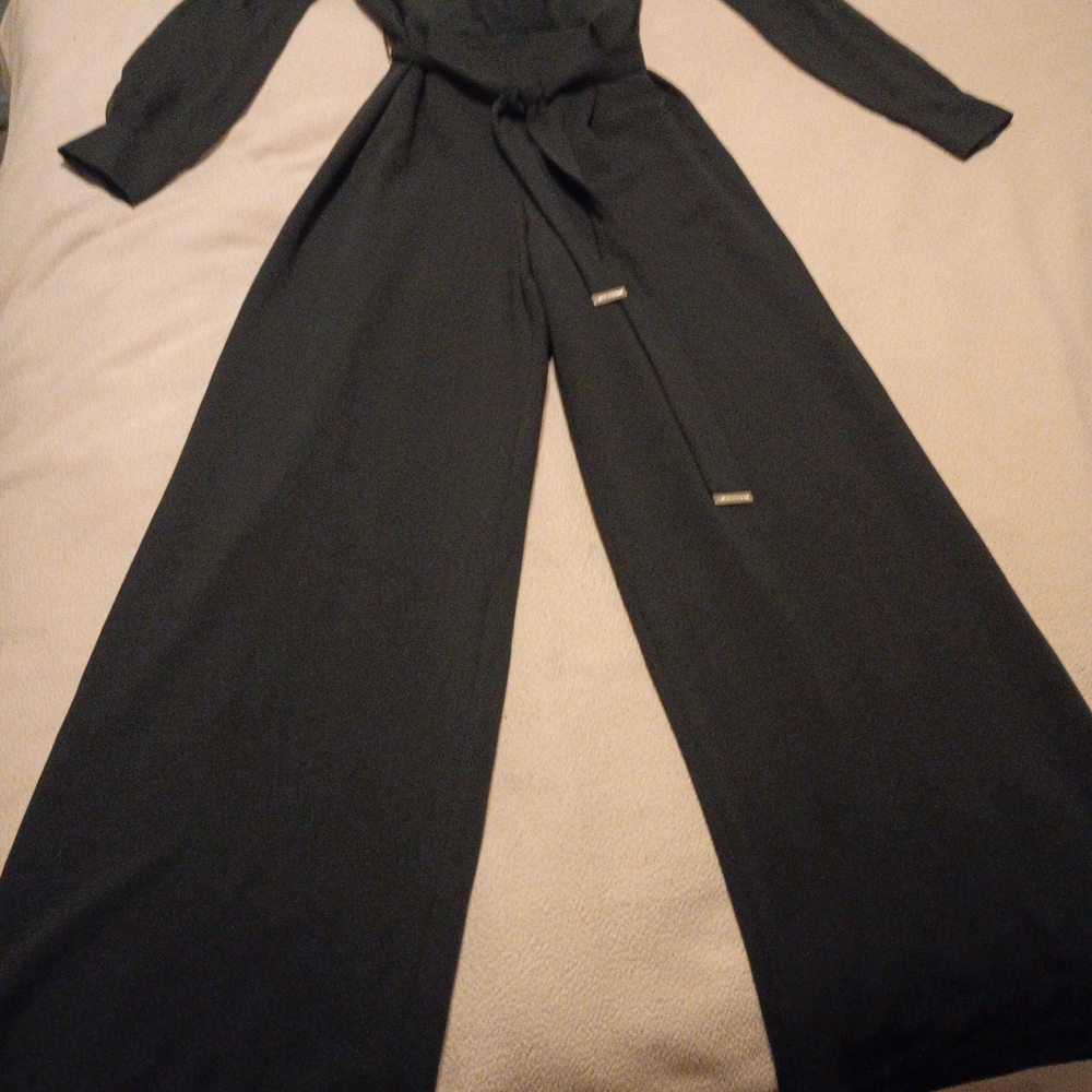 Tommy Hilfiger Black Wide-Leg Jumpsuit with Self-Tie Belt
